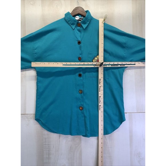 Vintage Touché LA Teal Embellished Womens Top Medium-10219 - Picture 7 of 11